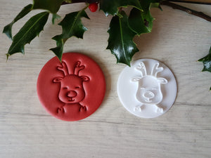 Cute Reindeer Christmas Embosser Stamp | Cake Cookies Soap Pottery Stamp |
