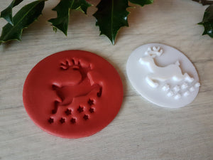 Christmas Reindeer Embosser Stamp | Cake Cookies Soap Pottery Stamp |