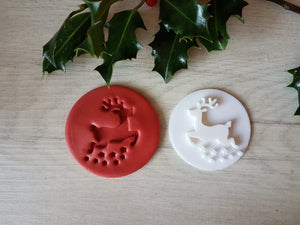 Christmas Reindeer Embosser Stamp | Cake Cookies Soap Pottery Stamp |