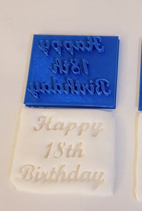 Happy 18th/21st/30th/40th/50th/60th/70th/80th/90th/any Birthday Fancy Text Stamp|Icing|Fondant|Baking|Cookie Stamp|Birthday Party