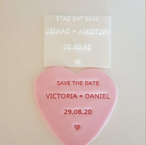 Custom Save The Date Wedding Fondant Stamp with personalised names and date|Icing|Baking|Cookie Stamp|