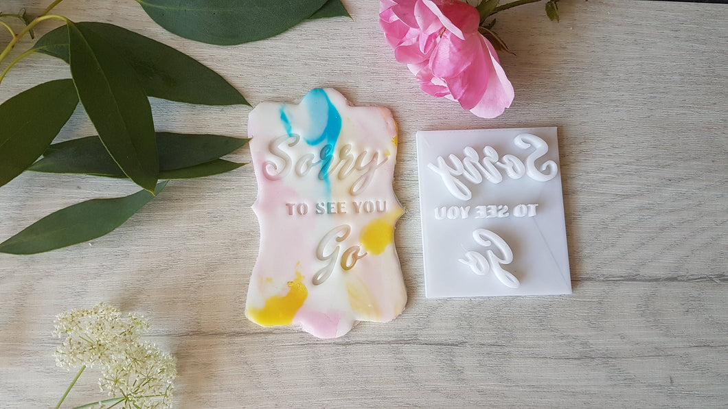 Sorry to see you Go Stamp|Fondant Stamp|Baking|Cupcake Cookie Stamp|New Job|Leaving Work|Retirement|Neighbour Moving House Gift/Gift Ideas