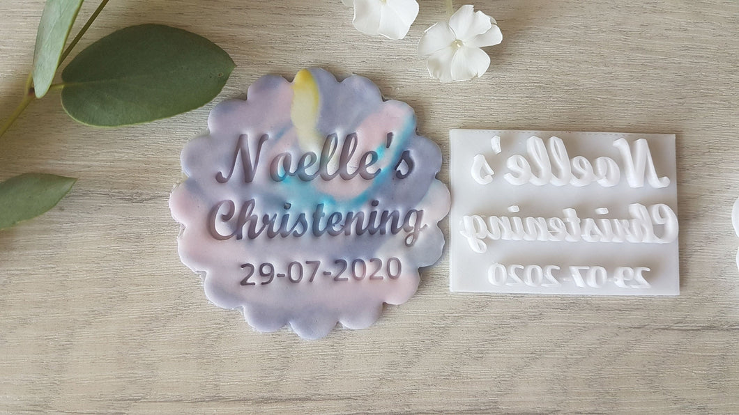 Custom Name & Date Christening Fondant Stamp|Cupcake Cookie Stamp|Baptism Biscuits|Custom Baby Biscuit stamps
