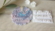 Load image into Gallery viewer, Custom Name &amp; Date Christening Fondant Stamp|Cupcake Cookie Stamp|Baptism Biscuits|Custom Baby Biscuit stamps
