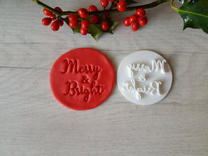 Merry & Bright Embosser Stamp|Christmas Cookies Soap Pottery Stamp|
