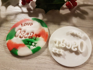 Personalised Love Name Christmas Embosser Stamp | Christmas Cookies Soap Pottery Stamp |