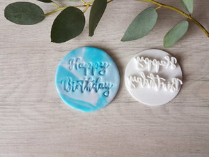 Happy Birthday Embosser Stamp | Cookies Soap Pottery Stamp|
