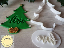 Load image into Gallery viewer, Peace Love Joy Christmas Tree 3 Stamp &amp; 1 Cookie Cutter Set | Embosser Cookies Soap Pottery Stamp|
