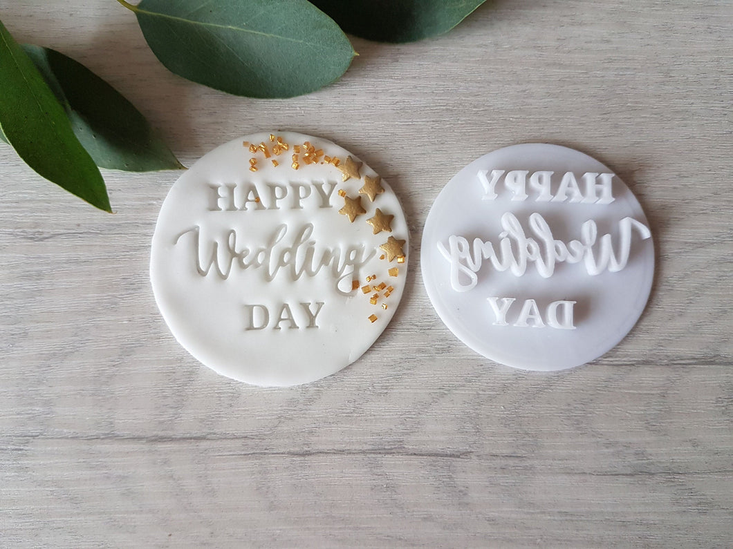 Happy Wedding Day Embosser Stamp| Cookie Soap Pottery Stamp|