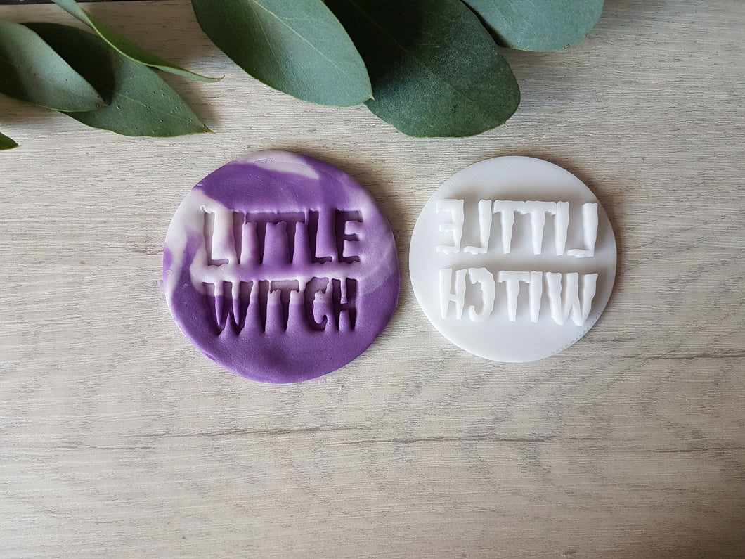 Little Witch Halloween Embosser Stamp | Cake Cookie Biscuit Pottery Stamp |