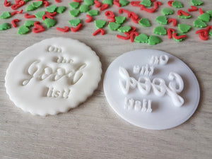 On the Good List Embosser Stamp|Christmas Cookies Soap Pottery Stamp|