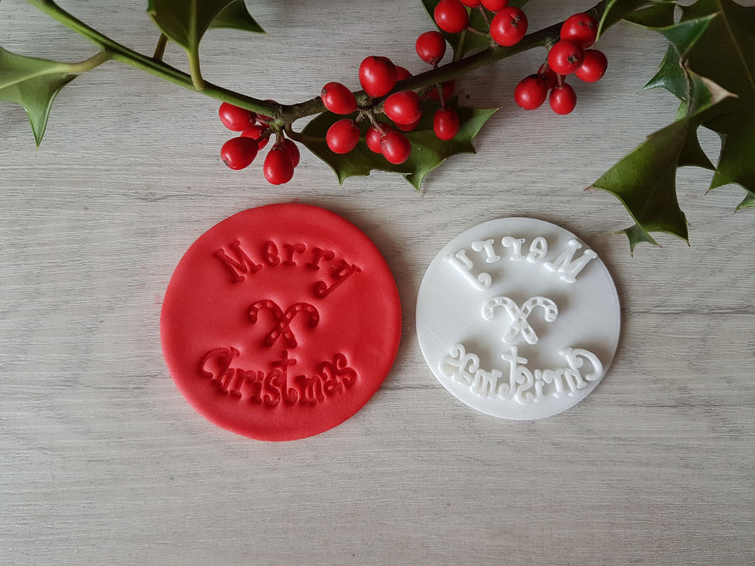 Merry Christmas Candy Cane Embosser Stamp | Christmas Cookies Soap Pottery Stamp |