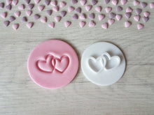 Load image into Gallery viewer, 2 Hearts Valentine&#39;s Embosser Stamp | Cookie Biscuit Pottery Stamp |
