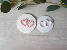 Load image into Gallery viewer, 2 Hearts Valentine&#39;s Embosser Stamp | Cookie Biscuit Pottery Stamp |
