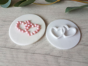 2 Hearts Valentine's Embosser Stamp | Cookie Biscuit Pottery Stamp |