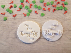 On the Naughty List Embosser Stamp|Christmas Cookies Soap Pottery Stamp|