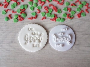 On the Good List Embosser Stamp|Christmas Cookies Soap Pottery Stamp|