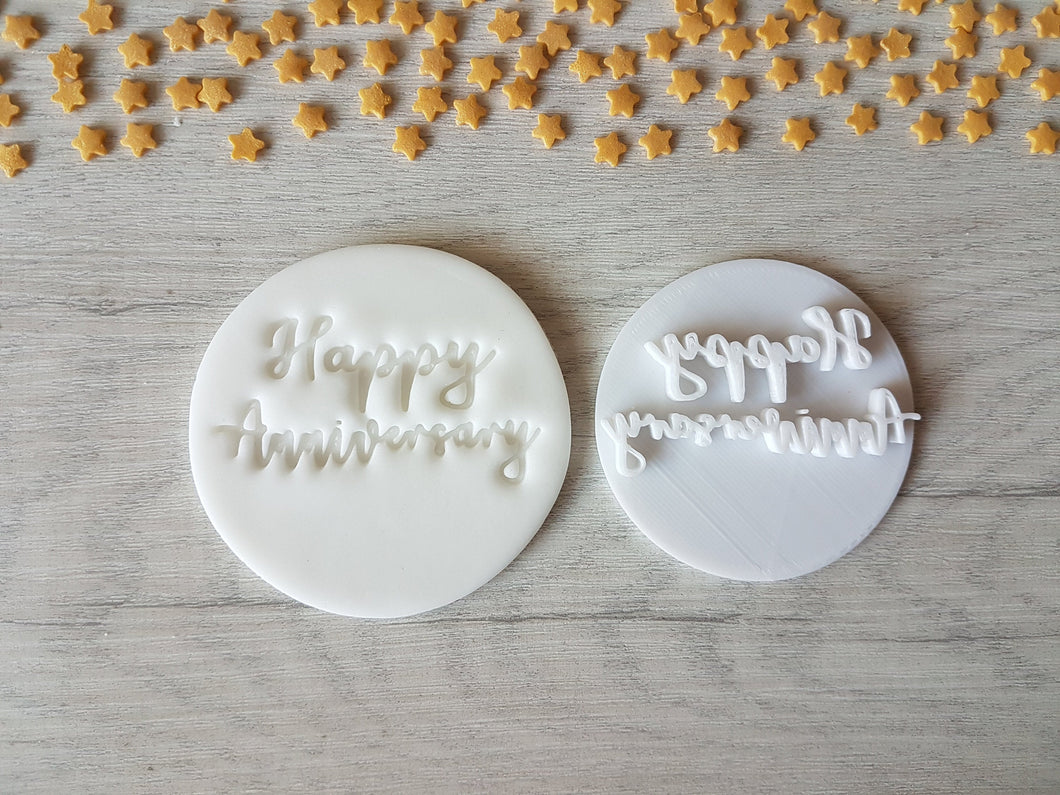 Happy Anniversary Embosser Stamp | Cake Cookie Soap Pottery Stamp |