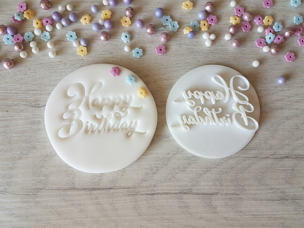 Happy Birthday Style2 Embosser Stamp | Cookies Soap Pottery Stamp|