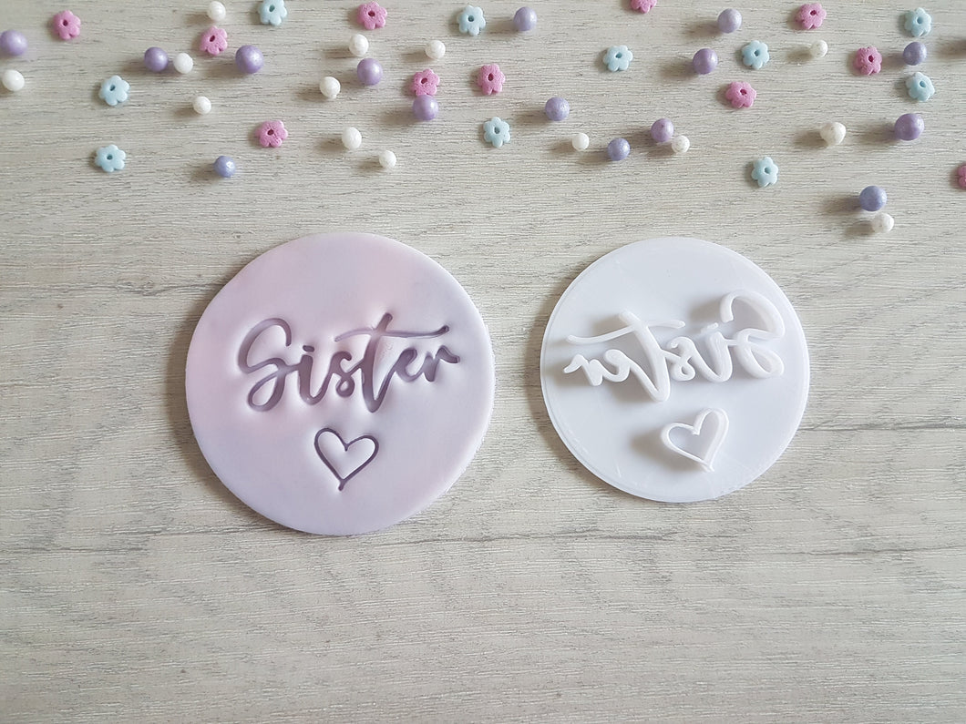 Sister Embosser Stamp | Cake Cookie Soap Pottery Stamp |