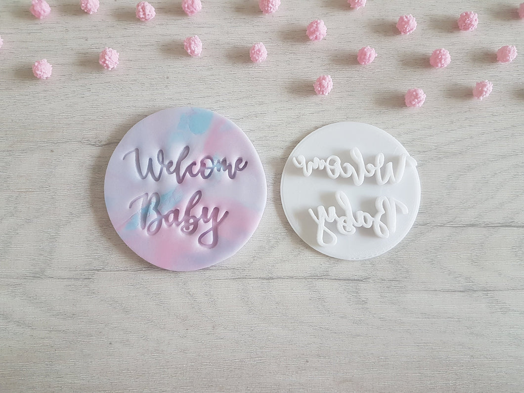 Welcome Baby Embosser Stamp Style 2 | Cake Cookie Soap Pottery Stamp |