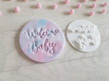 Load image into Gallery viewer, Welcome Baby Embosser Stamp Style 2 | Cake Cookie Soap Pottery Stamp |
