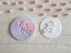 Hey Baby Embosser Stamp | Cake Cookie Soap Pottery Stamp |