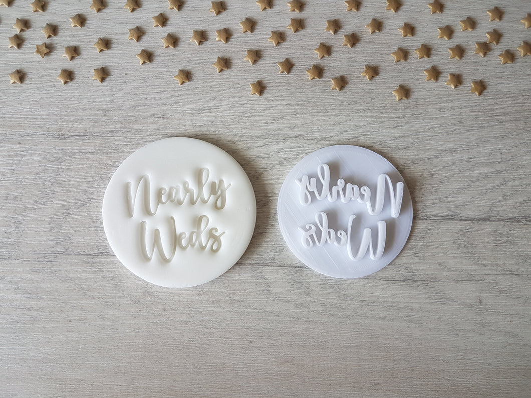 Nearly Weds Embosser Stamp | Wedding Cake Cookie Soap Pottery Stamp |