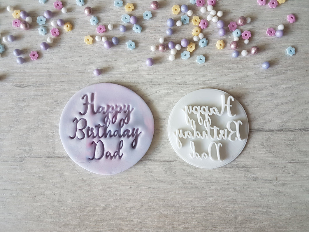 Happy Birthday Dad Embosser Stamp | Cake Cookie Stamp |