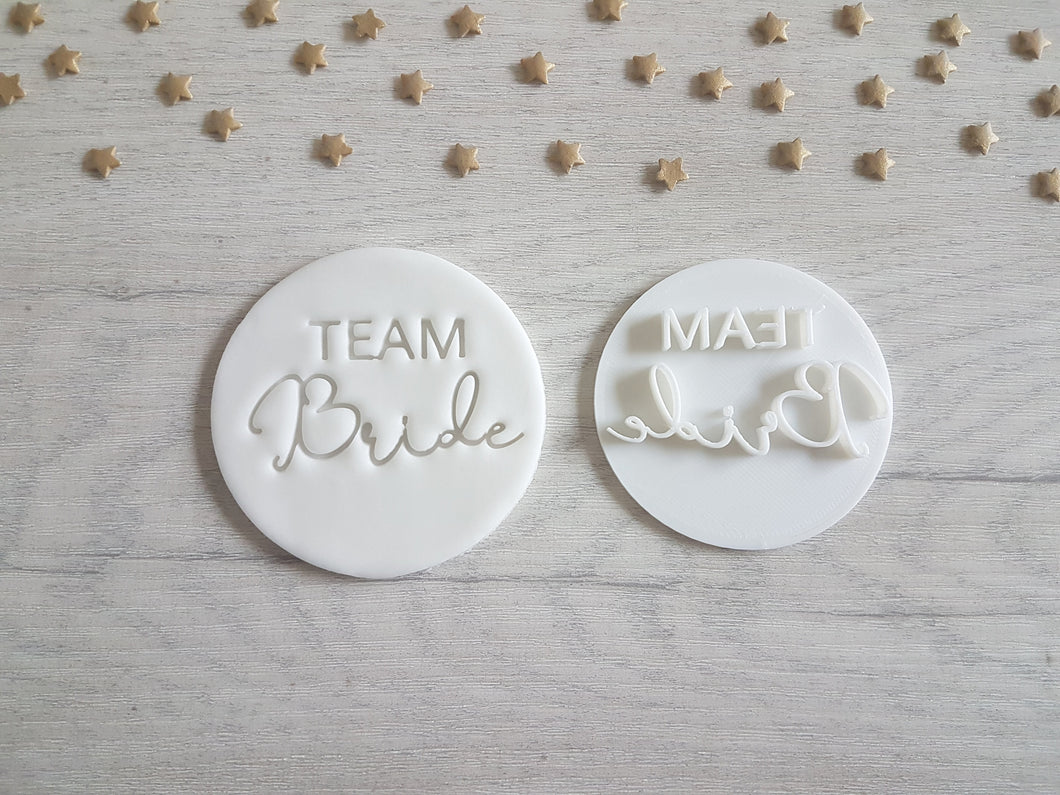 Team Bride Style 2 Embosser Stamp | Hen Party Cakes Cookies Soap Pottery Stamp |