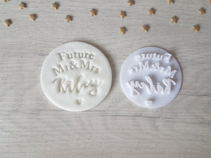 Personalised Future Mr & Mrs Surname Wedding Embosser Stamp | Cake Cookie Custom Soap Pottery Stamp |