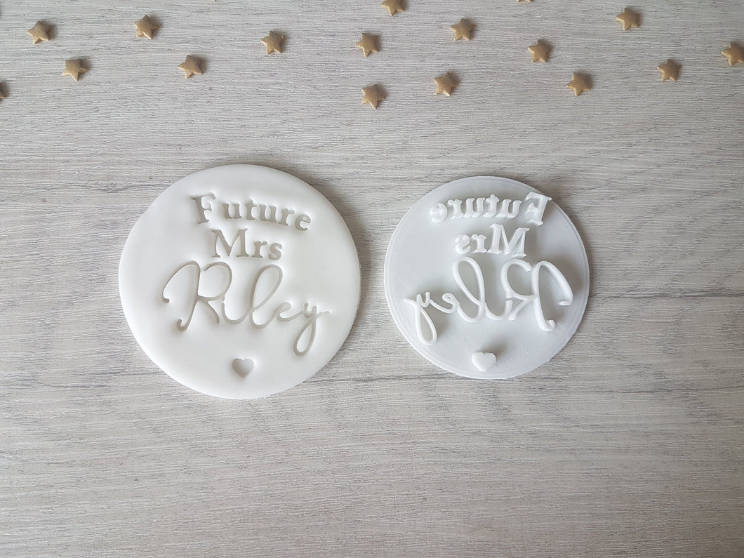 Future Mrs Custom Surname Hen Party Embosser Stamp (style 2) | Cake Cookie Custom Soap Pottery Stamp |