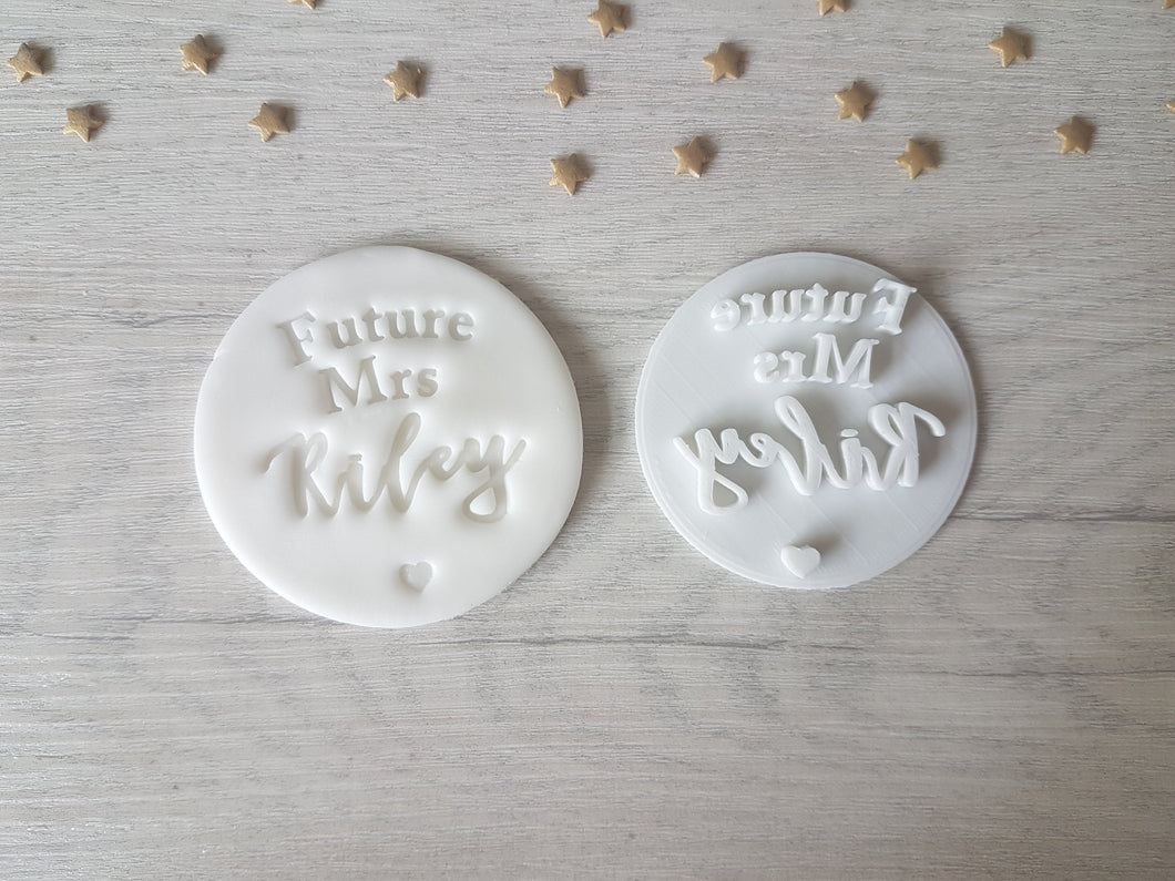 Future Mrs Custom Surname Hen Party Embosser Stamp (style 1) | Cake Cookie Custom Soap Pottery Stamp |