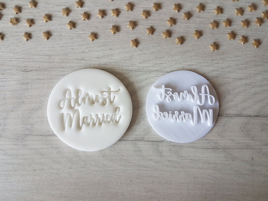 Almost Married Embosser Stamp | Wedding Cake Cookie Soap Pottery Stamp |