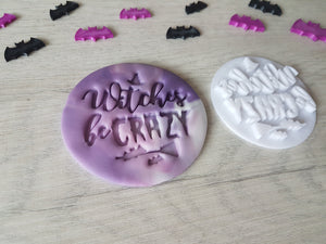 Witches Be Crazy Halloween Embosser Stamp | Cake Cookie Biscuit Pottery Stamp |