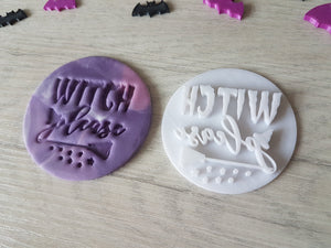 Witch Please Halloween Embosser Stamp | Cake Cookie Biscuit Pottery Stamp |