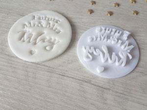 Personalised Future Mr & Mrs Surname Wedding Embosser Stamp | Cake Cookie Custom Soap Pottery Stamp |