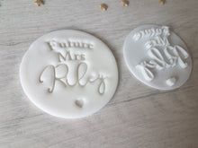 Load image into Gallery viewer, Future Mrs Custom Surname Hen Party Embosser Stamp (style 2) | Cake Cookie Custom Soap Pottery Stamp |
