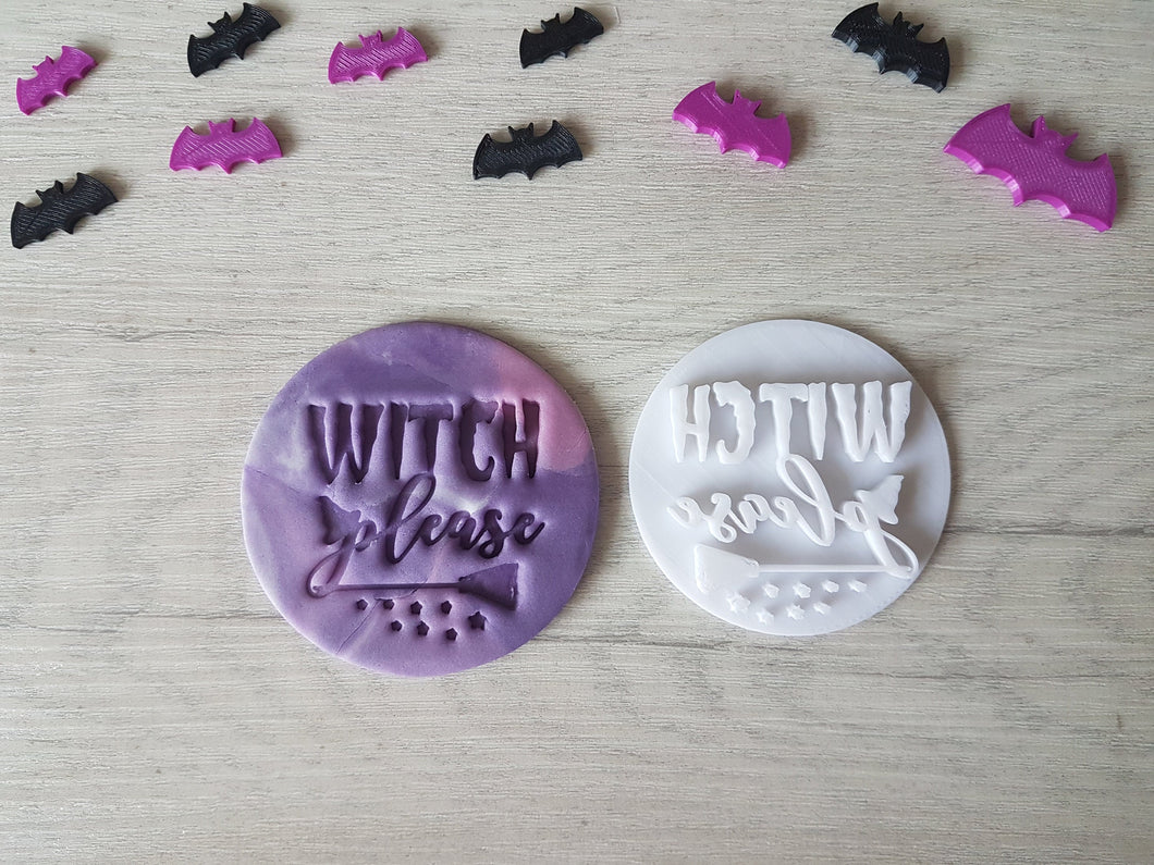Witch Please Halloween Embosser Stamp | Cake Cookie Biscuit Pottery Stamp |
