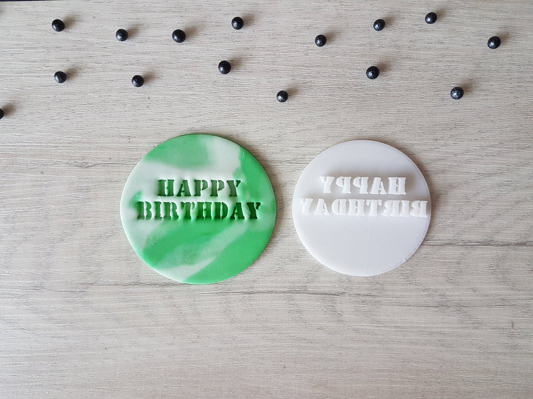 Happy Birthday Style 4 Embosser Stamp | Cake Cookie Stamp |